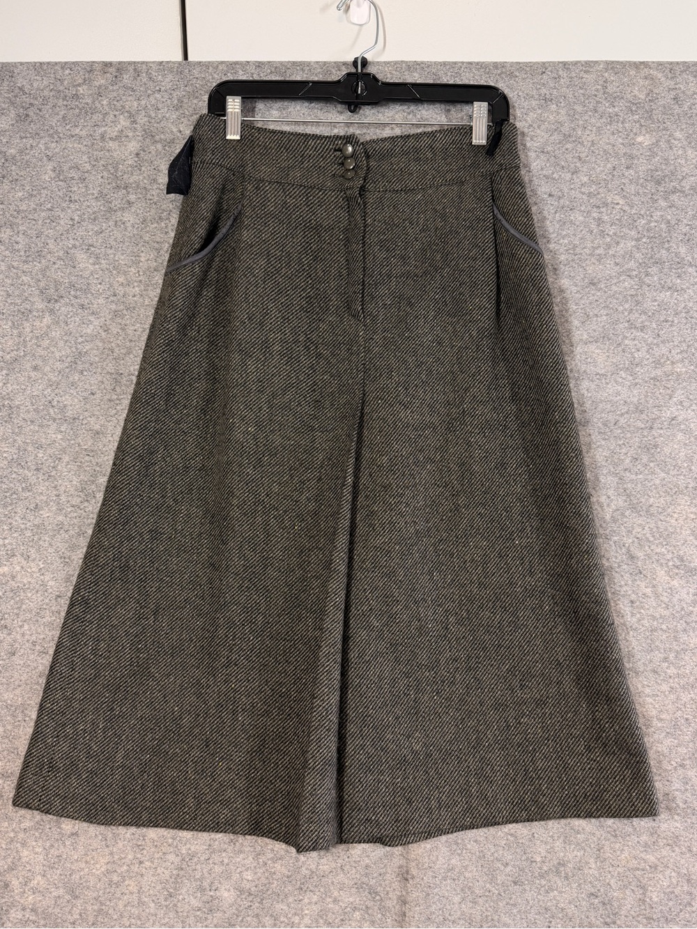 Steilmann Vintage Wool 90s Minimalist Midi Skirt Gray Size 10 Academia Fall